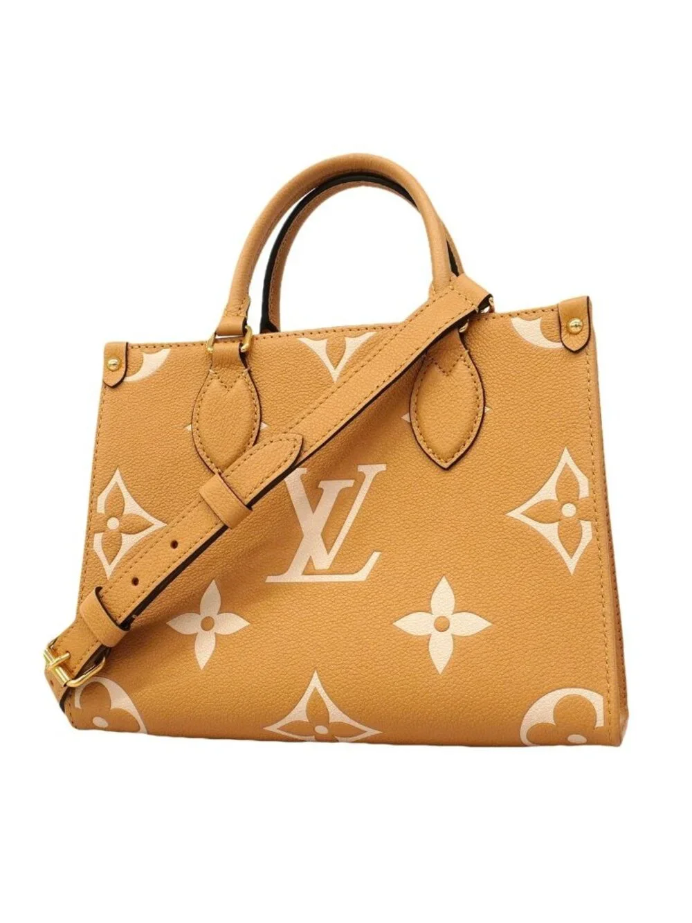Louis Vuitton Handbag Monogram Empreinte Bicolor On The Go PM Arizona Cream